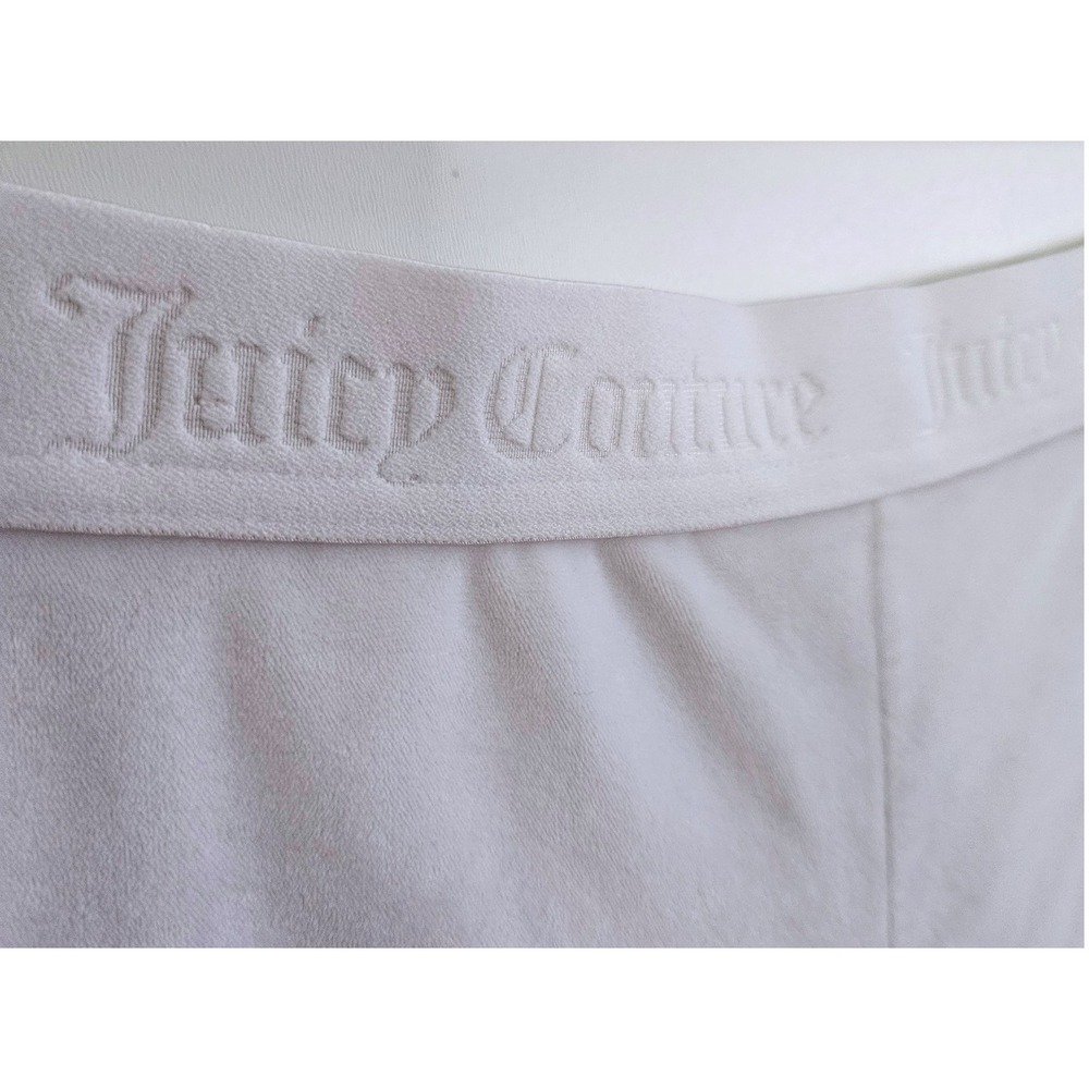 Juicy Couture White Velour Shorts Large Rhinestone Logo Y2K Lounge Activewear - Picture 3 of 7